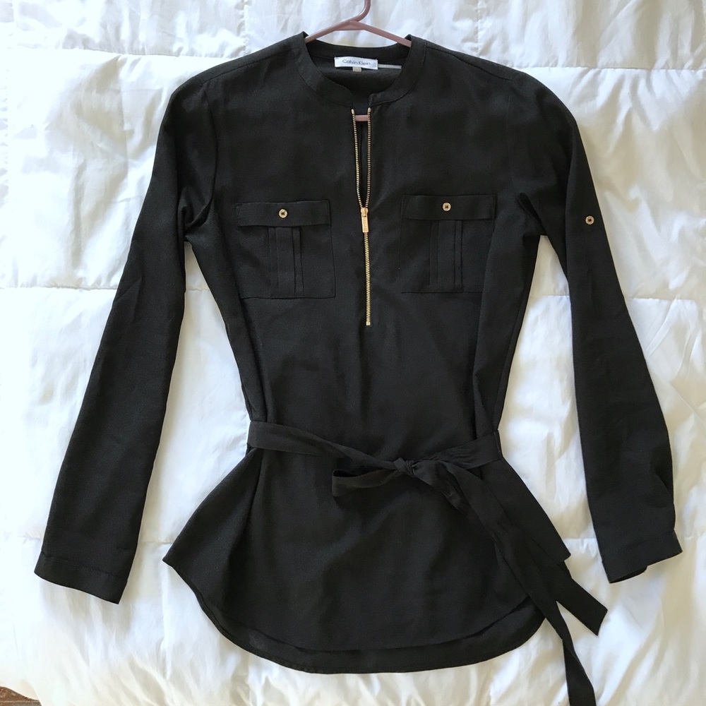 Calvin Klein Tie-Waist Tunic Blouse